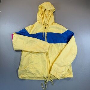 American Eagle Outfitters Womens Yellow Blue Colorblock Windbreaker Jacket Large